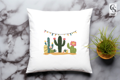Floral Cactus with String Lights Clipart Sublimation PNG Product Image 3