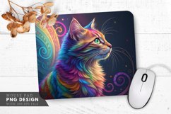 Whimsical Rainbow Cat in Colorful Patterns Mouse Pad PNG Product Image 1