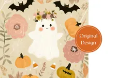 Floral Ghost Tumbler, Halloween Tumbler Sublimation Product Image 3