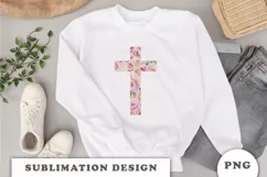 Watercolor Floral cross sublimation Png Product Image 3