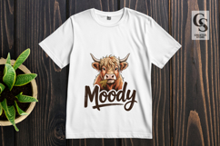 Moody Highland Cow Clipart Sublimation PNG Product Image 3