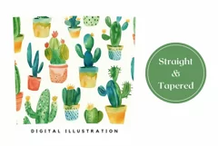 Cactus Tumbler Wrap Design, Watercolor Plants Tumbler Design Product Image 3