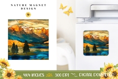 Stained Glass Nature Magnet, Mountains Magnet Design Product Image 1