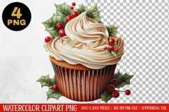 Christmas Cupcake Clipart PNG | Graphics| Christmas Ornament Product Image 3