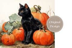 Black Cat Tumbler Design, Vintage Fall Pumpkins Tumbler Product Image 3