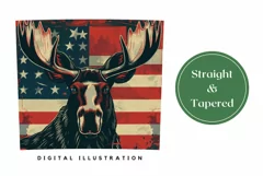 Moose Tumbler Design, USA Flag Tumbler Wrap Sublimation Product Image 3