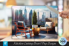 Chairs on Rooftop Cutting Board Sublimation Design Product Image 1