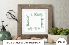 Watercolor Christmas Floral Frame png Product Image 3