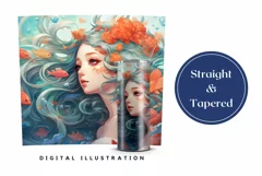 Kawaii Mermaid Tumbler Wrap 20 oz, Mermaid sublimation Product Image 3