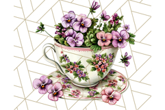 Vintage Floral Teacup Clipart PNG, Blooming Teacups Clip Art Product Image 3