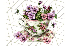 Vintage Floral Teacup Clipart PNG, Blooming Teacups Clip Art Product Image 3