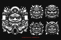 10 Bundle Dark Art Japanese Daruma Hannya Demon Mask Tattoo Product Image 5