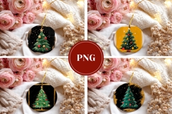 Black Christmas Round Ornaments, Christmas Tree Ornaments Product Image 3