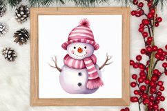 Cute Pink Christmas Snowman Sublimation Clipart Product Image 3