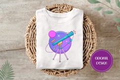 Hand Drawn Cosmic Illustration, Colorful Telescope PNG Product Image 3