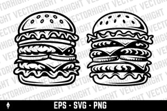 Vector icon of a tall stacked double or triple cheeseburger Product Image 3