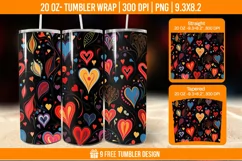 Valentines Heart Tumbler Wrap Designs, Sublimation Wrap Product Image 1