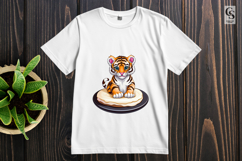 Cute Tiger Cub Sitting On Cake Clipart Sublimation PNG Product Image 3