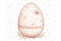 Pastel Pink Easter Bunny Egg and Flowers Clipart PNG Product Image 4