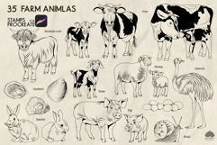 Farm animals Procreate Stamps Product Image 3