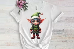 Christmas Elf Watercolor Clipart, Christmas PNG Product Image 3
