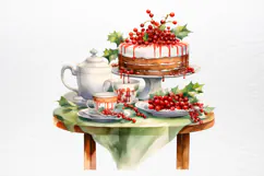 Vintage Floral Christmas Clipart PNG Product Image 3