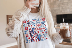 She loves Jesus and America too PNG T-Shirt|4th of July PNG Product Image 3