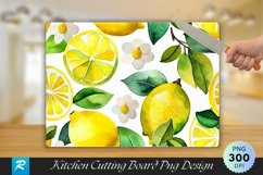 Watercolor Lemon Cutting Board Sublimation Design Product Image 1