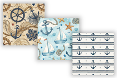 Nautical Anchor Rope Stripe Paper Pack, Seamless Digital Product Image 3