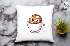 Cute Coffee Cup Soccer Ball Clipart Sublimation PNG Product Image 3