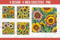 Sunflower Art Square Coaster | Sublimation Coaster Product Image 1