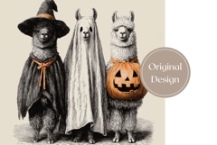 Vintage Halloween Tumbler Wrap, Cartoon Lama Tumbler Design Product Image 3