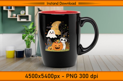 Cute Christmas Ghost Cat and Pumpkin Moon PNG Product Image 3