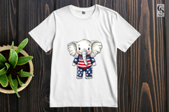 Cute Patriotic Elephant Watercolor Clipart PNG Product Image 3