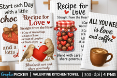 Valentine Kitchen Towel PNG, Valentine day Sublimation, Xoxo Product Image 1