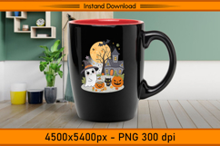 Cute Christmas Ghost Cat and Pumpkin Moon PNG Product Image 3