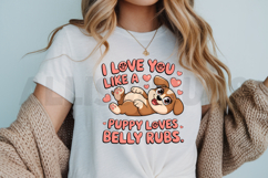 Cute Cartoon Puppy Loves Belly Rubs Valentine Themed Product Image 3