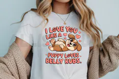 Cute Cartoon Puppy Loves Belly Rubs Valentine Themed Product Image 3