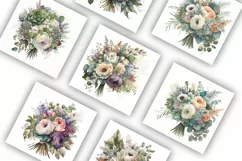 Bridal Wedding Bouquet | Watercolour Clipart JPG Product Image 3