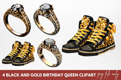 Black And Gold Birthday Queen Clipart Product Image 1