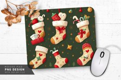 Cozy Stocking Pattern with Treats Mouse Pad PNG Design Product Image 1
