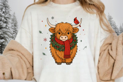 Highland Cow Christmas PNG Clipart, Cute Christmas Cow Product Image 5