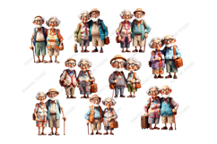 Summer grandparents clipart,Travel couple clipart Product Image 3