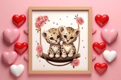 Valentine Animal On Swings Clipart, Valentine Animal Clipart Product Image 3