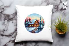 Snowy Forest Cottage clipart sublimation png Product Image 3