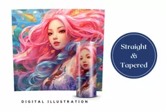 Pink Hair Mermaid Sublimation Design, Kawaii Mermaid Wrap Product Image 3