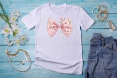 Blush Pink Rose Coquette Bow Clipart Product Image 3