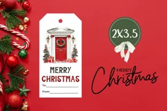 Christmas Door Gift Tag PNG, Christmas Gift Tag Printable Product Image 3