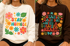 Retro Floral Positive Quotes SVG PNG Boho Groovy Flowers Product Image 3