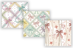 Coquette Bow Lace Digital Paper, Seamless Watercolor Pattern Product Image 2